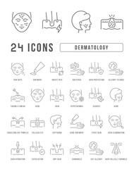 Set of linear icons of Dermatology