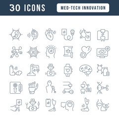 Set of linear icons of Med-Tech Innovation
