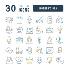 Obraz premium Set of linear icons of Mother's Day