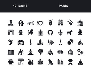 Set of simple icons of Paris
