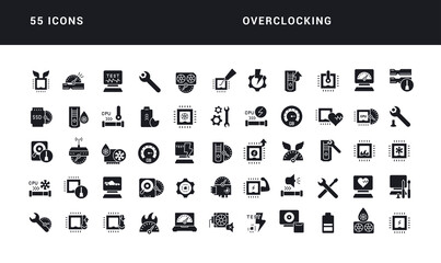 Set of simple icons of Overclocking