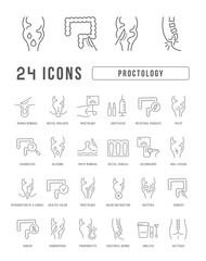 Set of linear icons of Proctology