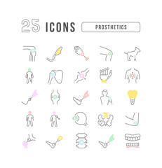 Set of linear icons of Prosthetics