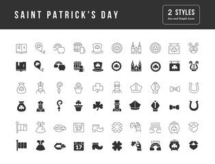 Set of simple icons of Saint Patrick's Day