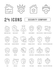 Set of linear icons of Security Company