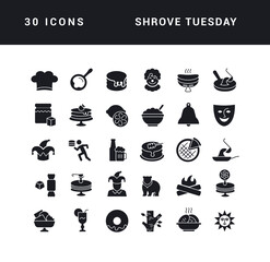 Set of simple icons of Shrove Tuesday