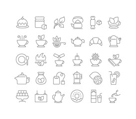 Set of linear icons of Tea