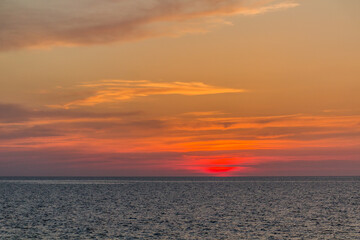 Caspian sea at the sunset