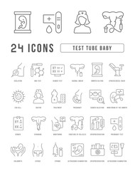 Set of linear icons of Test Tube Baby