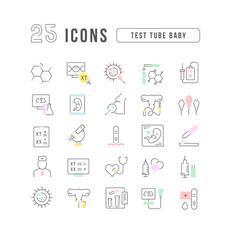 Set of linear icons of Test Tube Baby