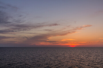 Caspian sea at the sunset