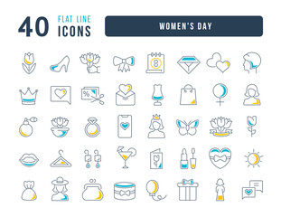 Set of linear icons of Women's Day