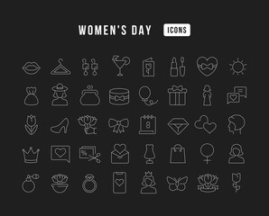 Set of linear icons of Women's Day