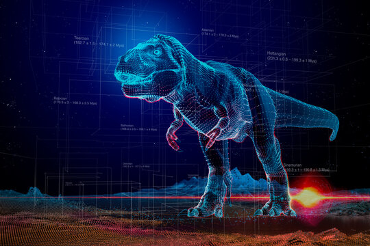 Fototapeta VR T-Rex dinosaur holographic projection