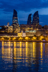 Fototapeta na wymiar Night view of Baku skyline, Azerbaijan