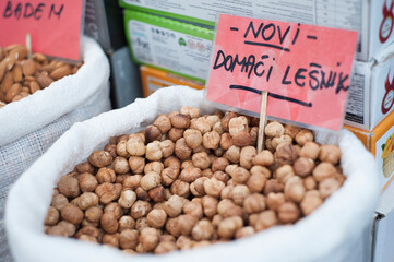 Nuts and healthy food, raw