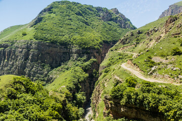 Road in Gudiyalchay river canyon, Azerbaijan