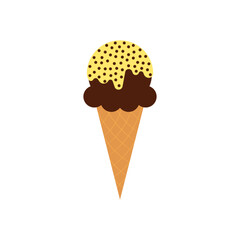 Chocolate ice cream cone, vector illustration.