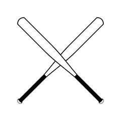 Crossed Baseball Bat Vector Isolated on white