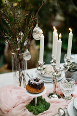 beautiful and cozy bright easter table decoration