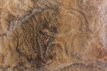 Ancient rock carvings in Gobustan petroglyph reserve, Azerbaijan