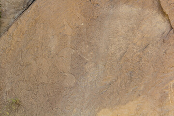 Ancient rock carvings in Gobustan petroglyph reserve, Azerbaijan