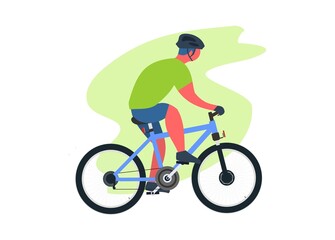 Biker cycling. Simple flat illustration
