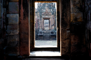 Fototapeta na wymiar Phanom Rung is the name of an ancient sandstone castle in Buriram Province in Thailand.