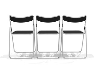 3脚のパイプ椅子を後ろから見た3dレンダリング