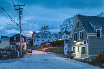 Fototapeta na wymiar USA, Maine, Stonington. Village view at dusk
