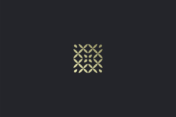 Abstract Gold Luxury Scandanavian Vintage Symbol on Dark Background Logo Template