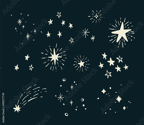 手描き シンプルでお洒落な星の装飾イラスト Wall Mural わたほこり 手描き シンプルでお洒落な星の装飾イラスト Wall Mural わたほこり