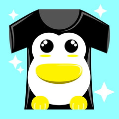 Illustration vector graphic cartoon character of penguin patterned t-shirt. Cute animals illustration, suitable for the design of children's clothes