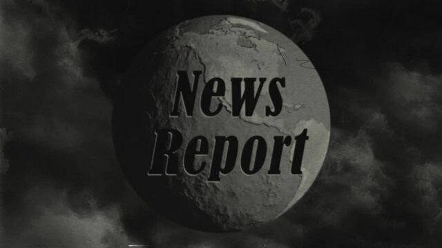 Black & White Vintage Old school News graphic with Globe background