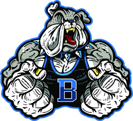muscular bulldog team mascot for school, college or league