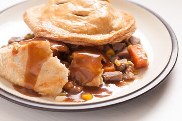 beef meat pie with flaky crust