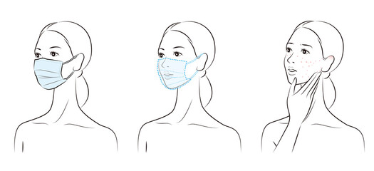 スキンケアをする女性のベクターイラスト