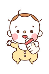 ミルクを飲んでいる赤ちゃんのイラスト