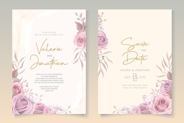 Soft pink roses wedding invitation card design