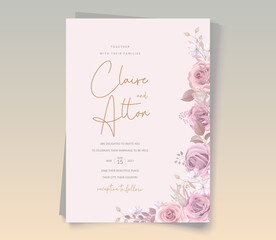 Soft pink roses wedding invitation card design