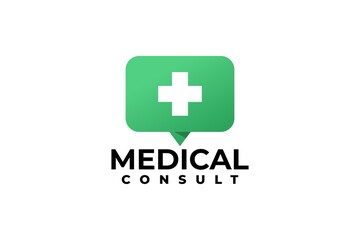 medical chat shape. unique logo for medical consulting apps or website.