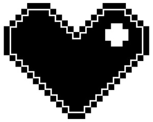Obraz premium Black pixel heart isolated