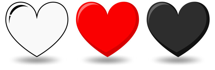Set of different shapes of heart