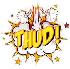 Word Thud on comic cloud explosion background