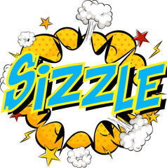 Word Sizzle on comic cloud explosion background