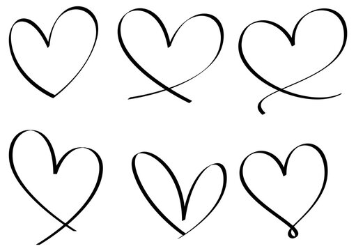 Set of heart hand drawn isolated