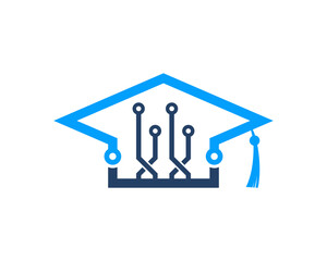 Combination graduation hat with circuit tech