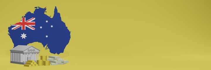 Bank with gold coins in australia
for social media tv and website background covers can be used to display data or infographics in 3d rendering.