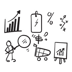 hand drawn doodle Revenue management abstract concept vector illustration set
