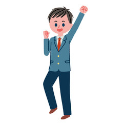 やる気がある男子高校生のイラスト素材(全身)